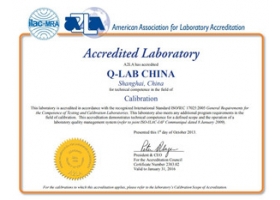 A2LA证书--Q-LAB上海（至2016.1.31有效）